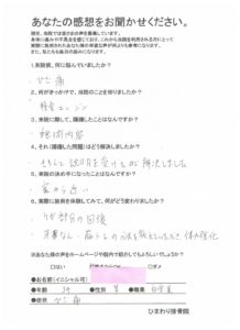 膝痛/ケガの部分の回復と体力強化が出来ました。